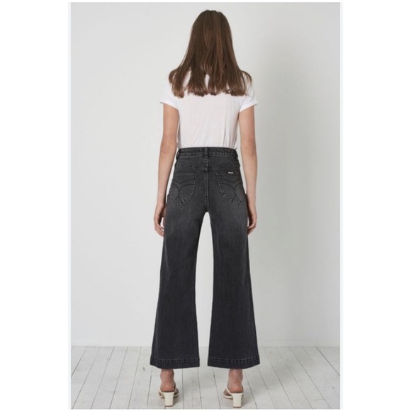 Rolla's Sailor Jean Comfort 80s Black High Rise Wide Leg Jeans Sz 33 Scandi Chic - Picture 2 of 9